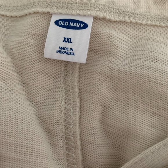 Old Navy Lace Up Top Loose Slub Knit Tee Short Sleeve Beige T-Shirt Size XXL NEW - Picture 4 of 6